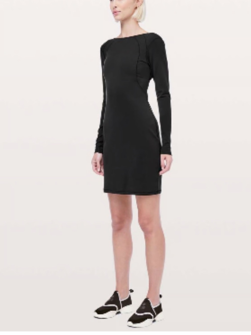 Lululemon Black Long-Sleeve Bodycon Dress - Women